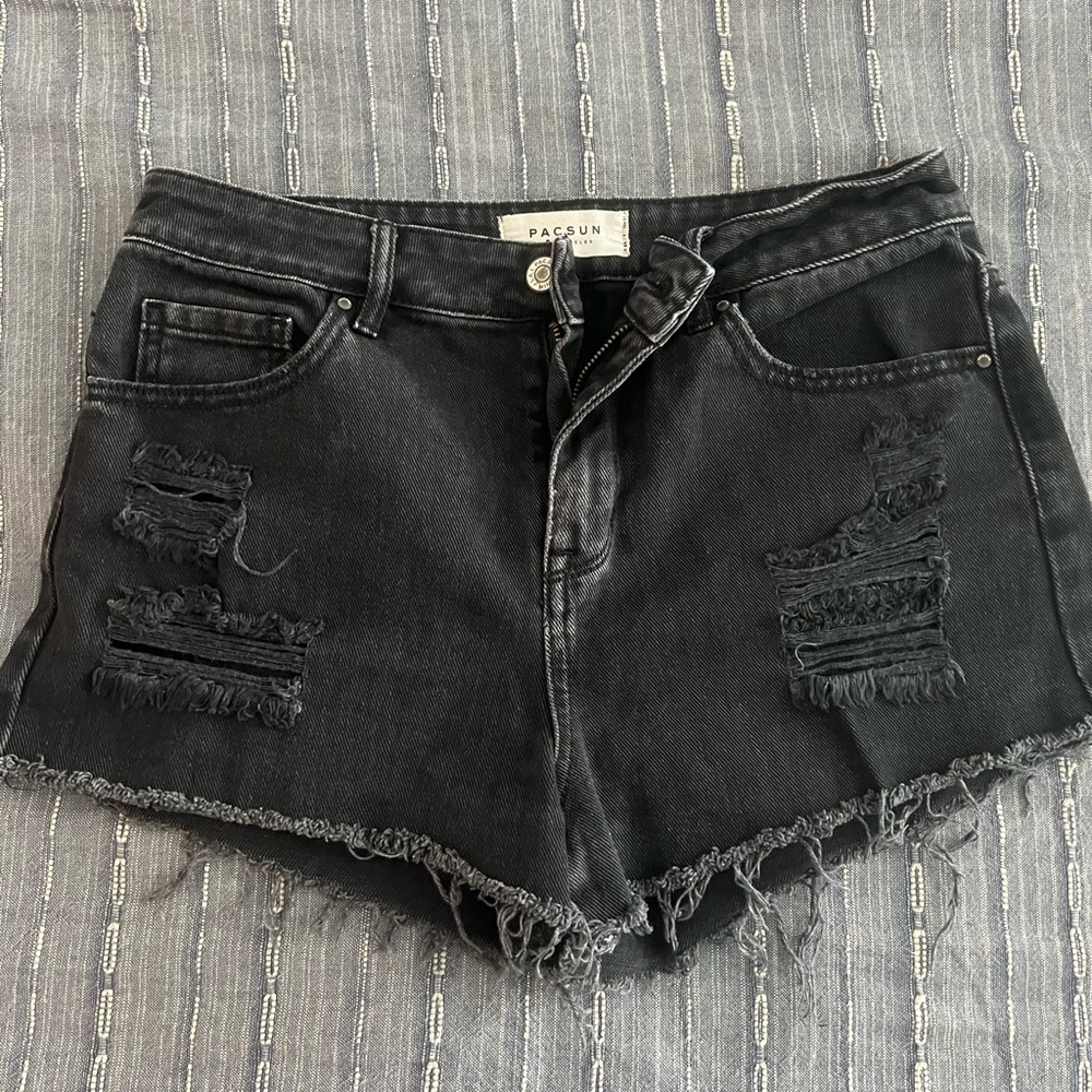 Pacsun Black Ripped Jean Shorts